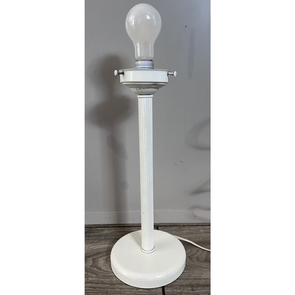 Vintage White Metal Lamp Post Candlestick Lamp NO SHADE Works Great